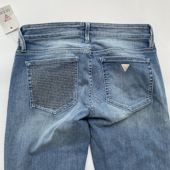 Guess Women’s Kate Skinny Low Rise Jeans Light Blue Studded Pocket Size 27 - Picture 11 of 13